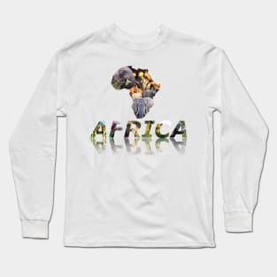 African Wildlife Map Collage Mirror Long Sleeve T-Shirt